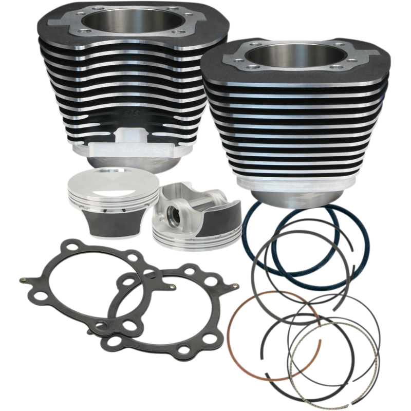 S&S CYCLE 07-17 106" B/BORE CYLS BLACK W/PISTONS 910-0206