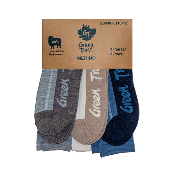 GREENTRAIL SOCKS MERINO 3 PAIR M 6-9 G0930-03-M
