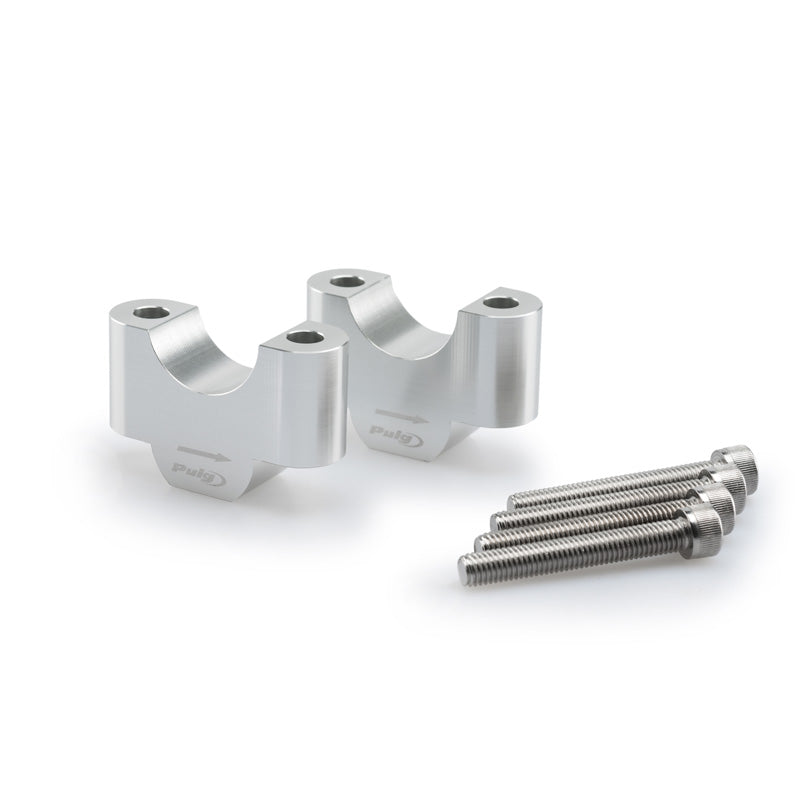 PUIG 32MM HANDLEBAR RISERS 30MM HIGH SILVER 20309P