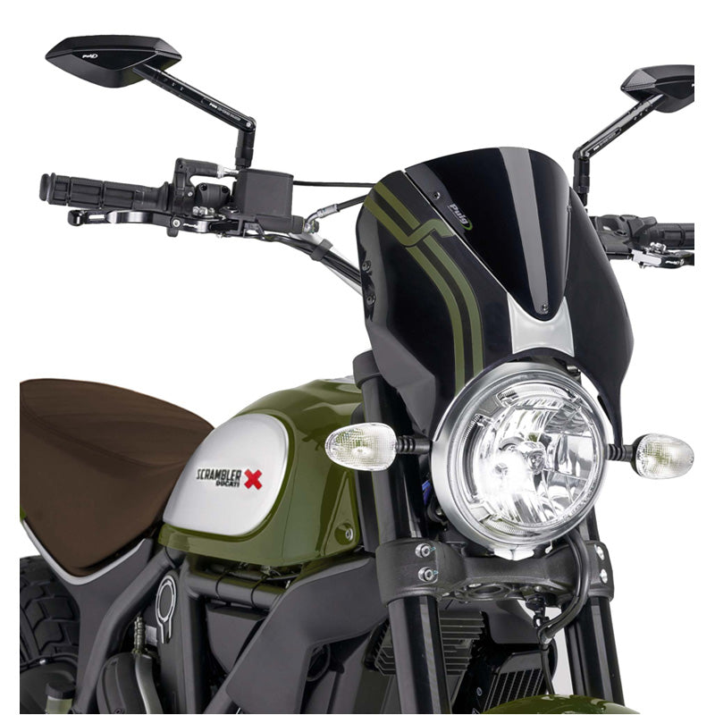 PUIG WINDSHIELD RETROVISION SCRAMBLER 15-17 BLACK/BL 7652N