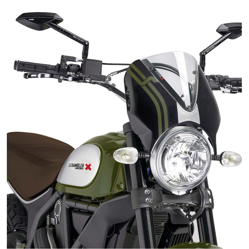 PUIG WINDSHIELD RETROVISION SCRAMBLER 15-18 BLACK/CL 7652W