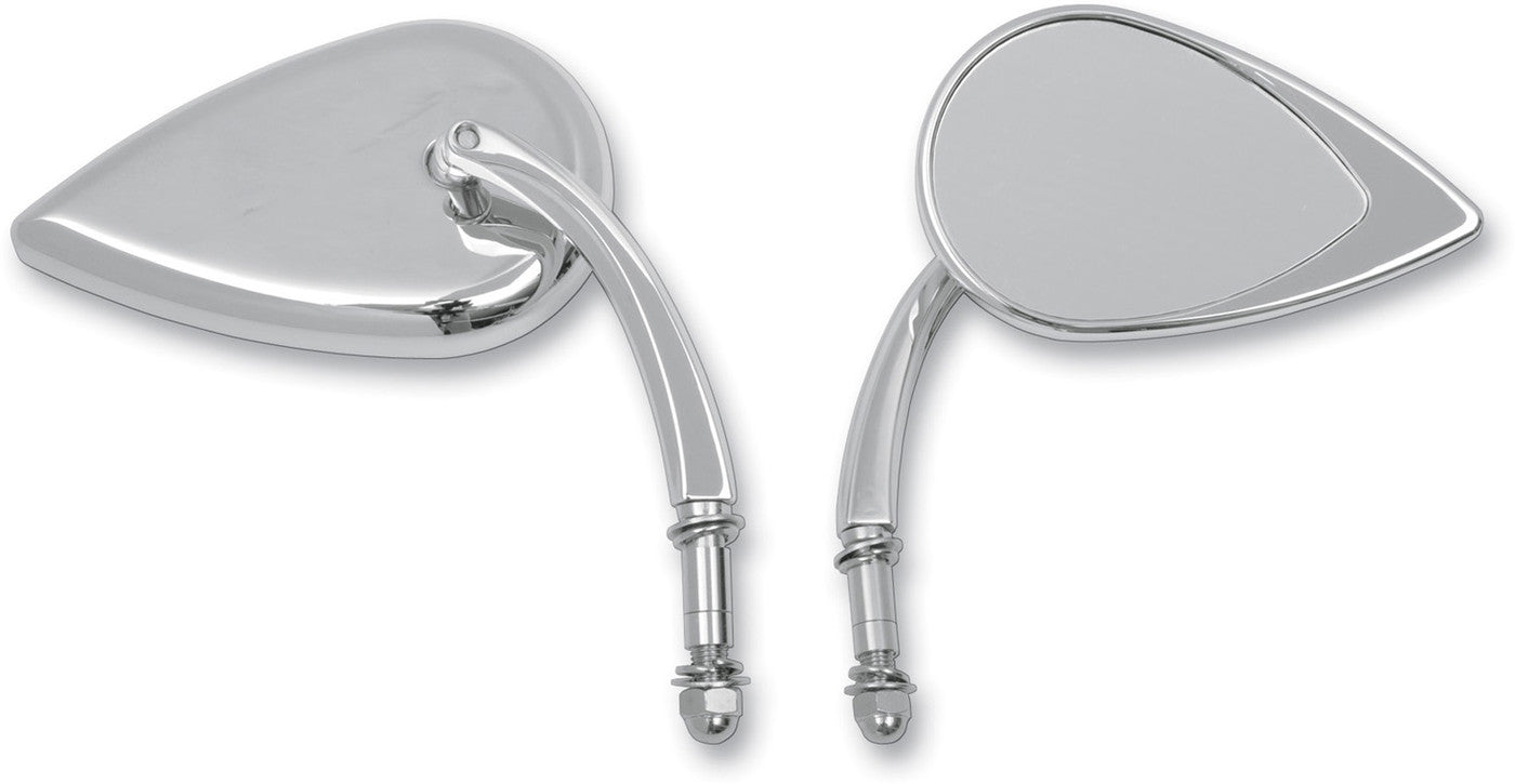 DRAG SPECIALTIES TEARDROP MIRROR CHR SHORT STEM (EA) 0640-0388