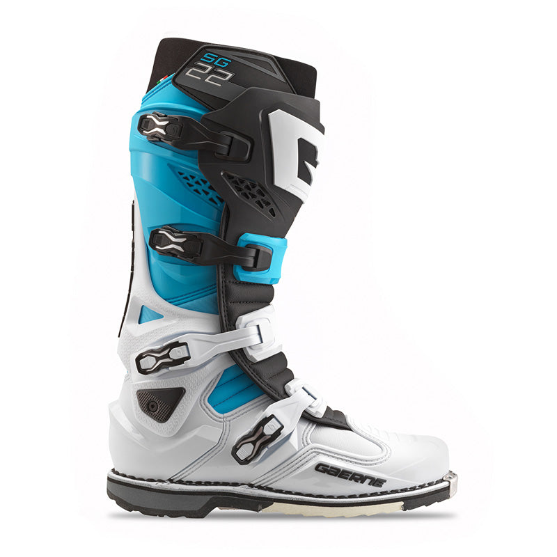 GAERNE SG-22 MX BOOTS - WHITE/BLACK/LIGHT BLUE (44) 2262-003-44