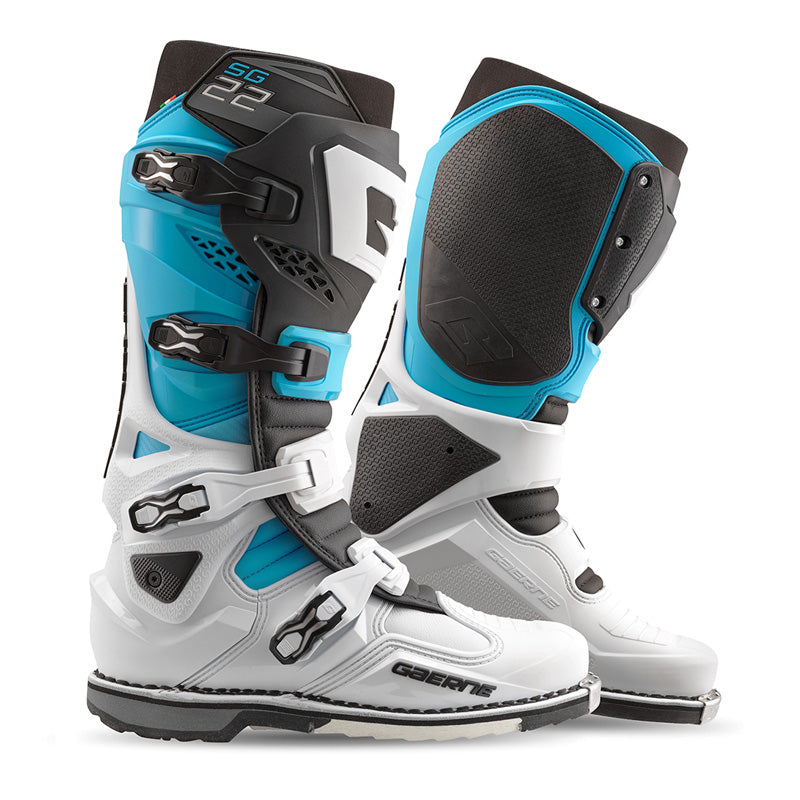 GAERNE SG-22 MX BOOTS - WHITE/BLACK/LIGHT BLUE (44) 2262-003-44
