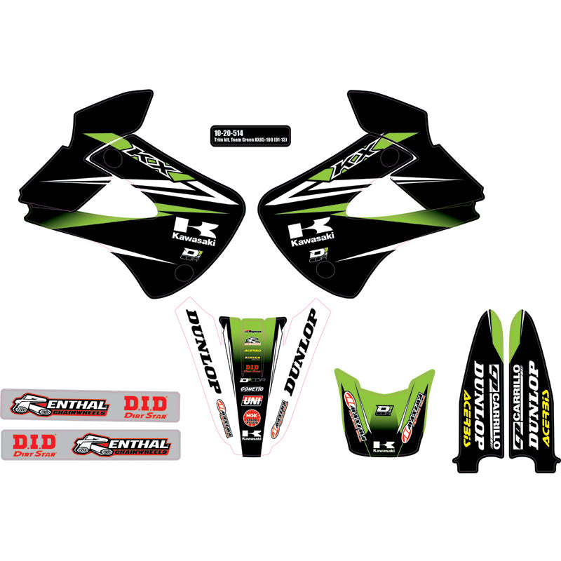 D'COR VISUALS GRAPHIC/TRIM KIT 16 TEAM GREEN KX85 (01-13) 10-20-514