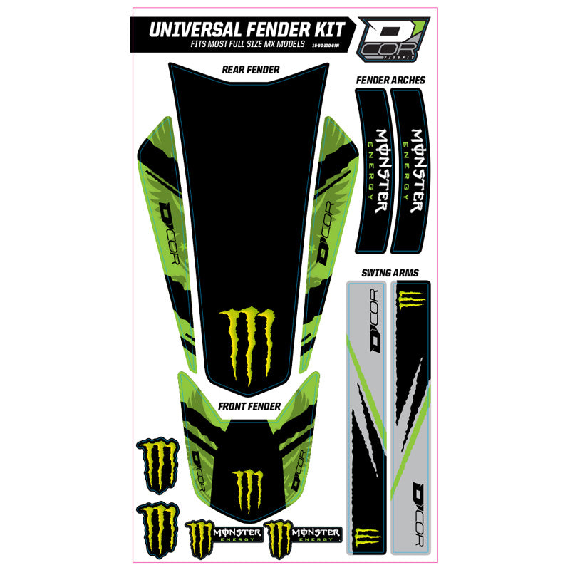 D'COR VISUALS UNIVERSAL FENDER TRIM KIT GREEN MONSTER 15-20-101