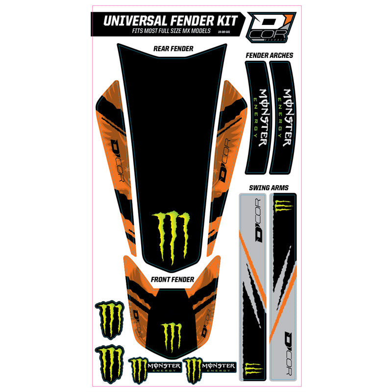 D'COR VISUALS UNIVERSAL FENDER TRIM KIT ORANGE MONSTER 15-30-101