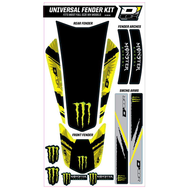 D'COR VISUALS UNIVERSAL FENDER TRIM KIT YELLOW MONSTER 15-40-101