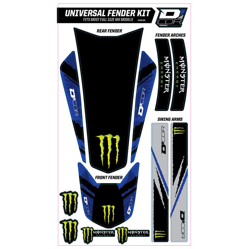 D'COR VISUALS UNIVERSAL FENDER TRIM KIT BLUE MONSTER 15-50-101