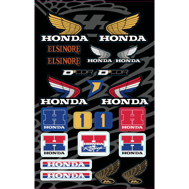 D'COR VISUALS DECAL SHEET 12MM TEAM HONDA RETRO 40-10-103