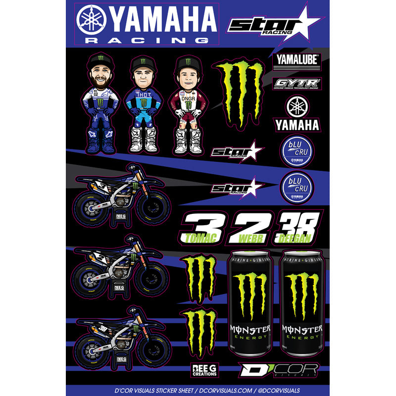 D'COR VISUALS DECAL SHEET 12MM TEAM YAMAHA 40-50-118