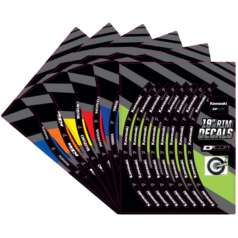 D'COR VISUALS RIM DECALS 19 REAR KAWASAKI LOGOS 40-80-201