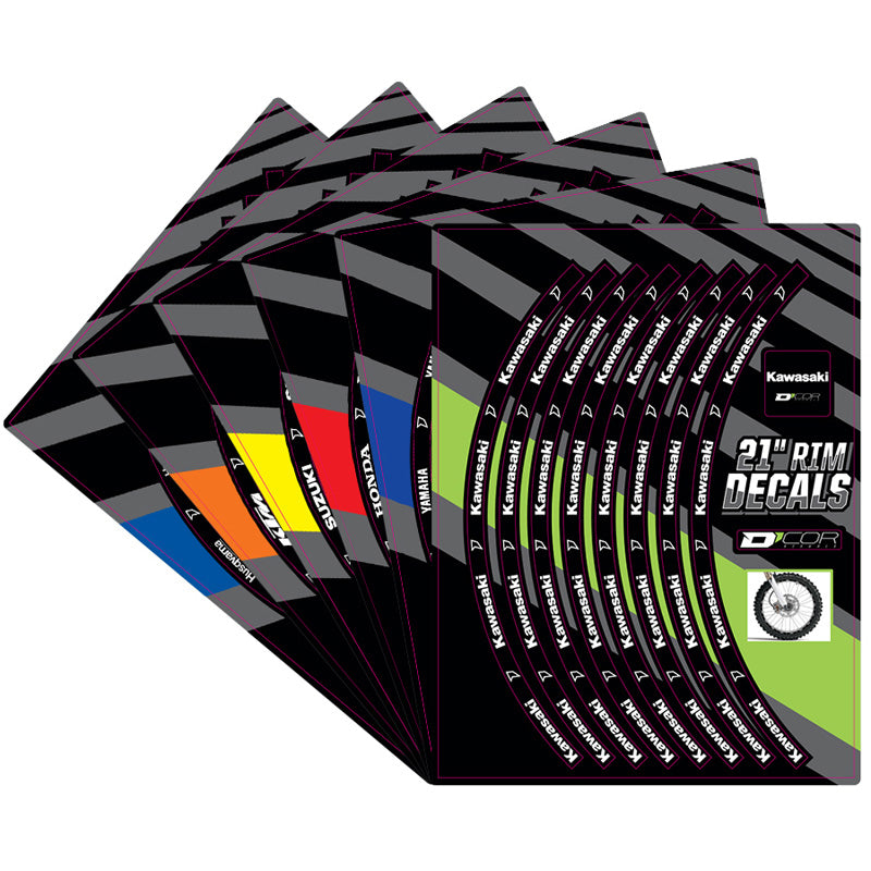 D'COR VISUALS RIM DECALS 21 FRONT KAWASAKI LOGOS 40-80-202
