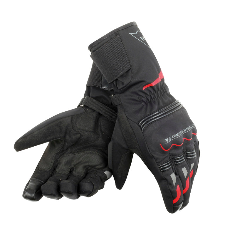 DAINESE TEMPEST UNISEX D-DRY LONG GLOVES BLACK/RED 1815871-R08-XXS