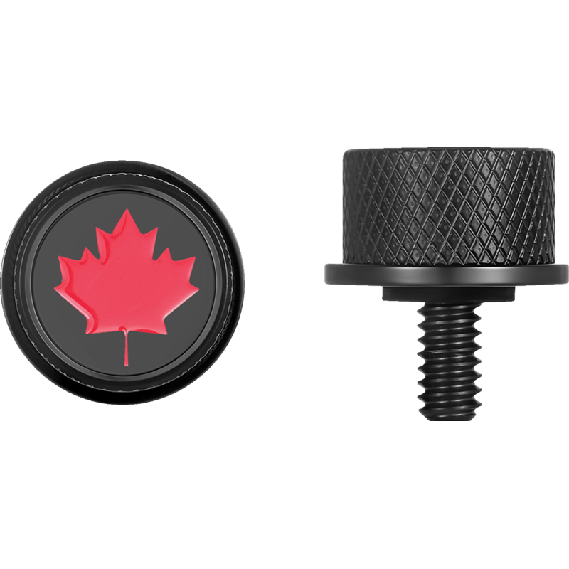 FIGURATI DESIGNS RED MAPLE LEAF SEAT SCREW BLACK FD03-SEAT_SCREW-BK