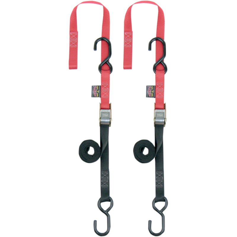 POWERTYE MFG. 1" SOFT TYE TIE DOWNS BLACK/RED (PR) 23621