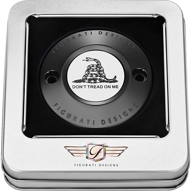 FIGURATI DESIGNS TIMING COVER BLACK WITH DON'T TREAD ON ME, 2-HOLE FD40-TC-2H-BLK