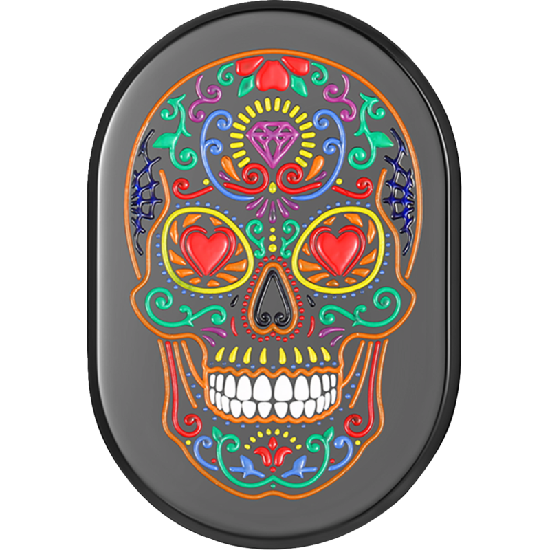 FIGURATI DESIGNS BACK FENDER COVER BLACK WITH SUGAR SKULL-LEFT FD30-AC-BLK-LT