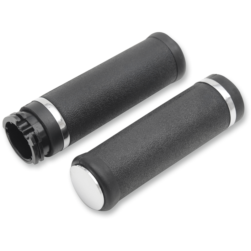 DRAG SPECIALTIES 73-UP RUBBER GRIPS W/ CHR ACCENT SMOO DS243112