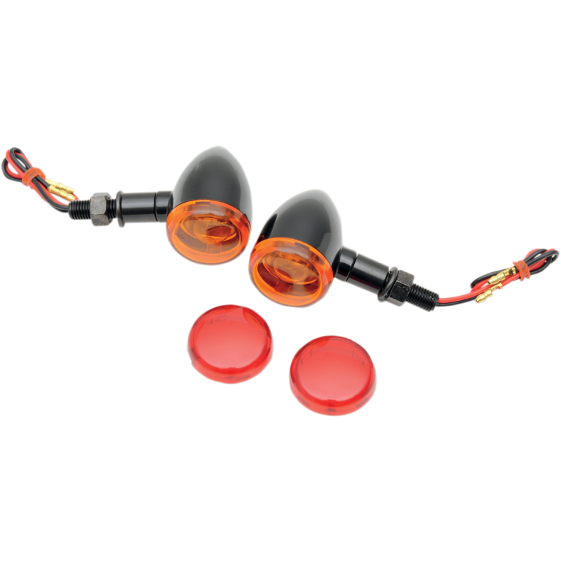 DRAG SPECIALTIES GL/BLK DUECE LIGHTS AMB/RED STUD MNT PR 2040-1041
