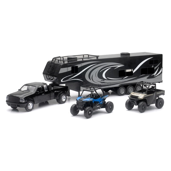 NEW RAY TOYS SCALE MODEL PICKUP TOY HAULER W/POL UTV 37046