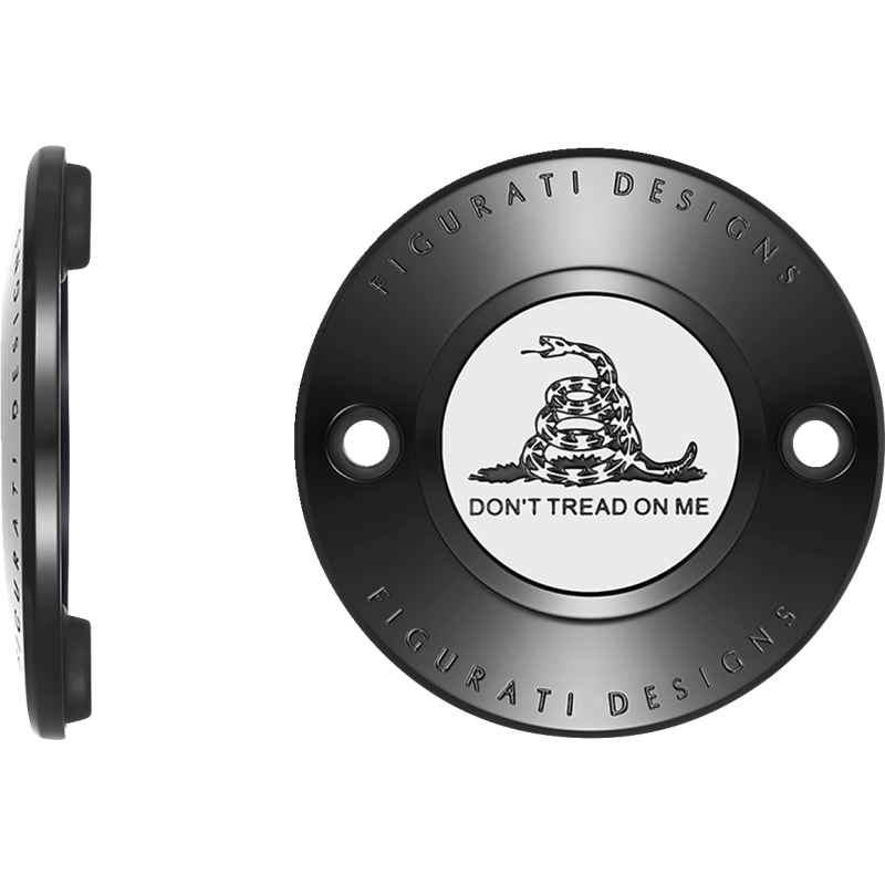 FIGURATI DESIGNS TIMING COVER BLACK WITH DON'T TREAD ON ME, 2-HOLE FD40-TC-2H-BLK