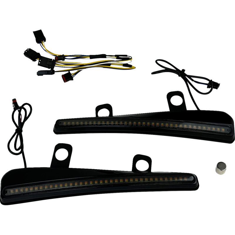 CUSTOM DYNAMICS LIGHT  LED TURN SIGNAL WINDSHIELD TRIM BLACK W/SMK LENS CD-RG23-SWT-B