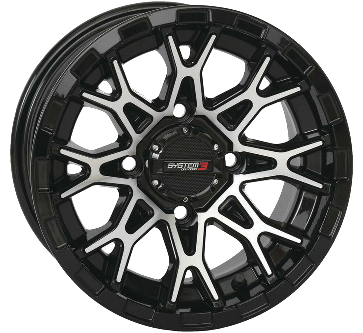 SYSTEM 3 14X7 4/156 4+3 (+10MM) ST6 GLOS BLK MACH 14S3-6055