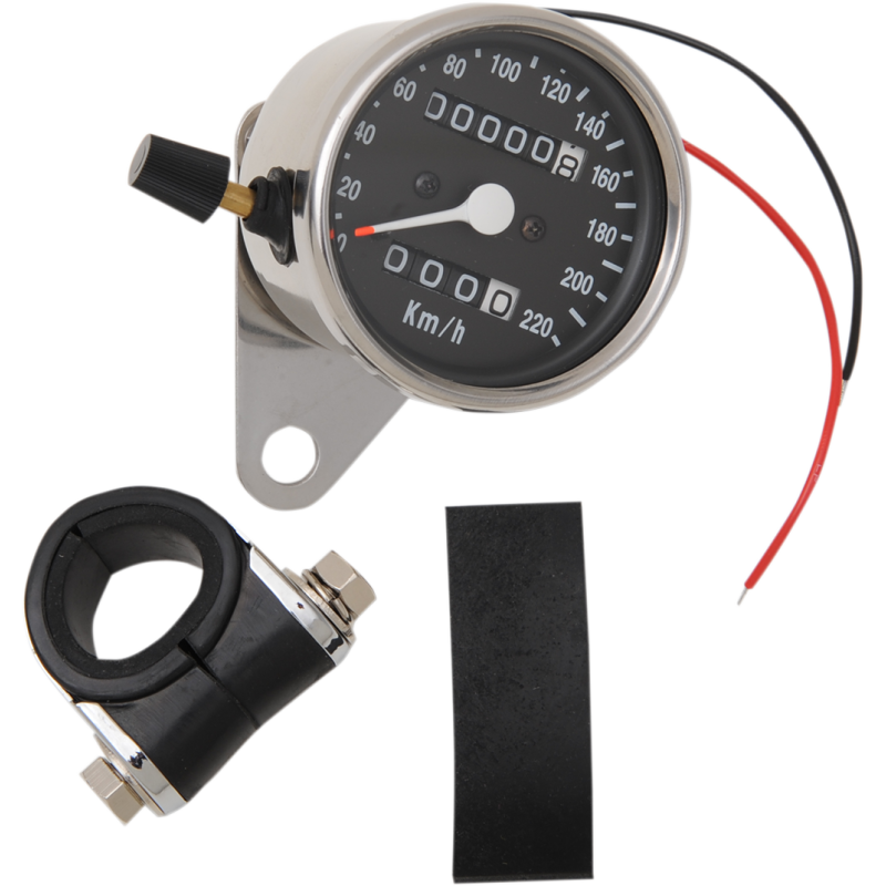 DRAG SPECIALTIES SPEEDO 2:1 BLK W/TRIP KM/H 2210-0331