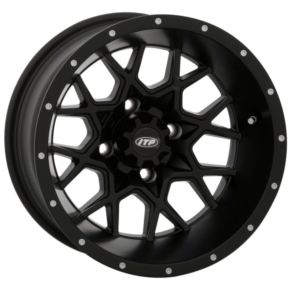 ITP 14X7 4/110 2+5 HURRICANE MATTE BK WHEEL 1428637536B
