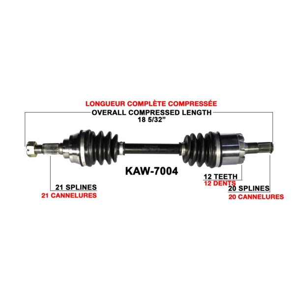TRAKMOTIVE AXLE COMPL KAWA TRAKMOTIVE KAW-7004