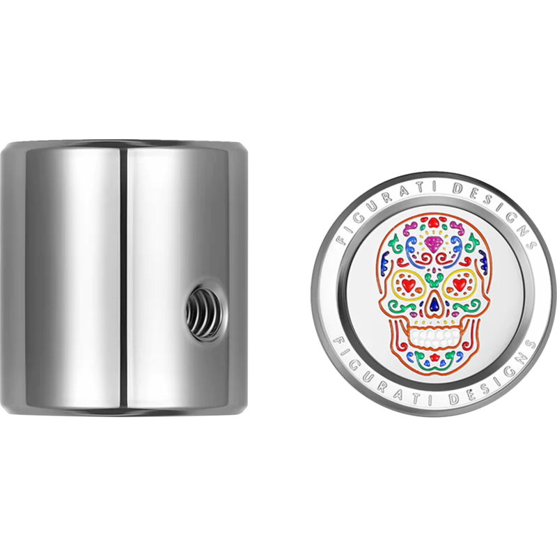 FIGURATI DESIGNS HEEL-TOE SHIFTER COVER SILVER WITH SUGAR SKULL FD30-HTSCSS