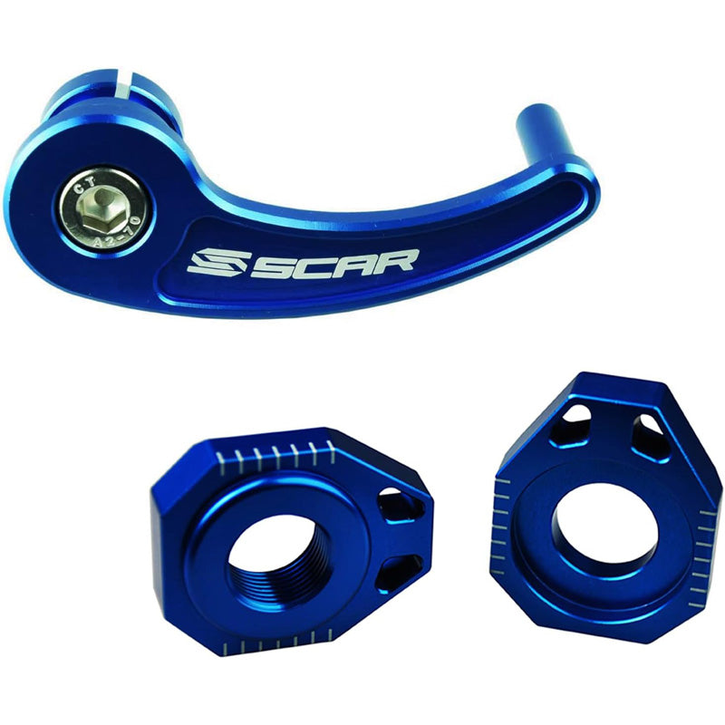 SCAR REAR AXLE PULL AND AXLE BLOCKS SHERCO BLUE RAP600_AB601