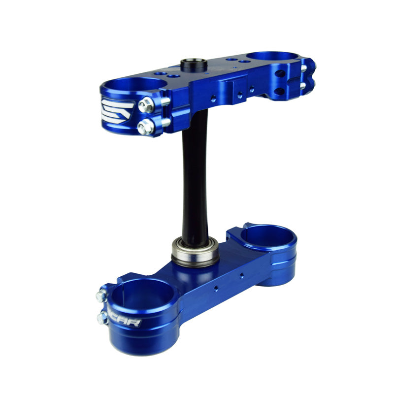 SCAR TRIPLE CLAMPS HUSQ 22MM OFFSET BLUE S5417B