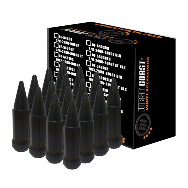 WCA LUG NUT 3/8 SPIKE BK QTY16 WCA DF-54038SPKB