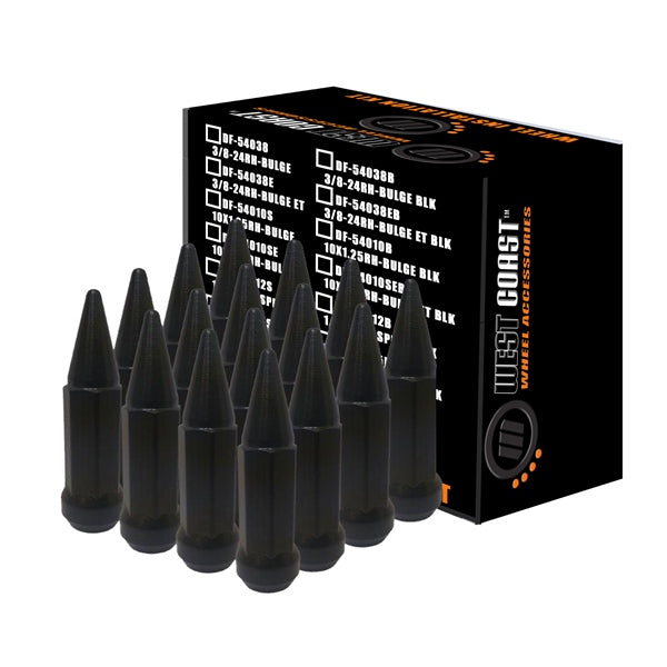 WCA LUG NUT 12MMX1.25 SPIKE BK QTY16 WCA DF-54125SPKB