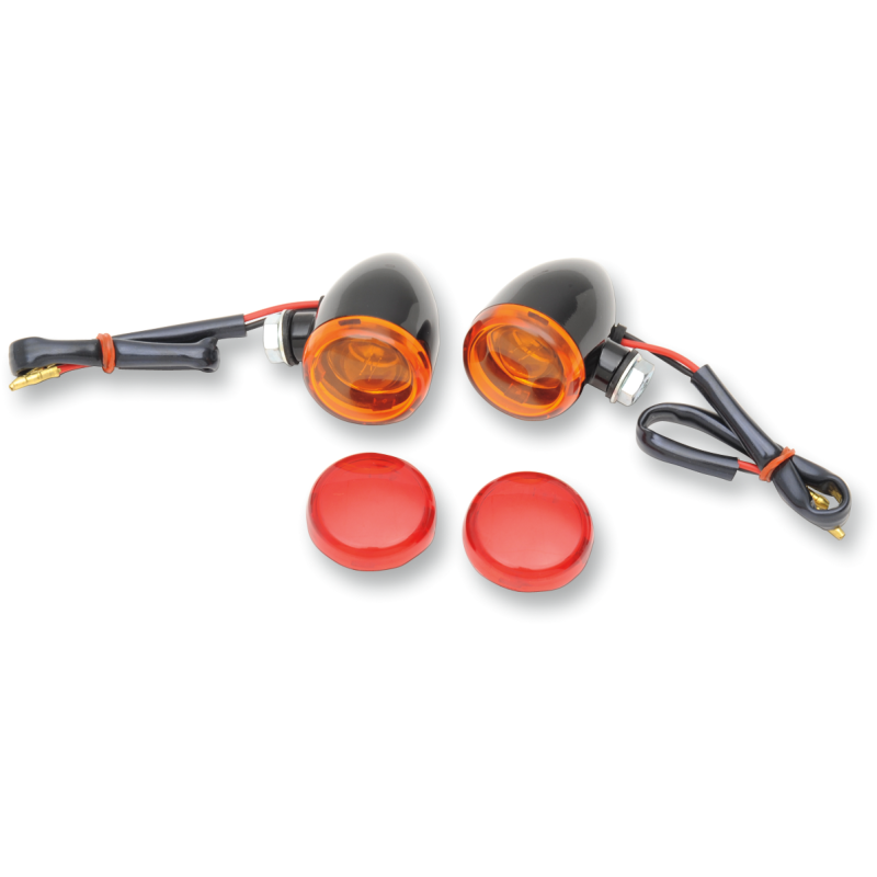 DRAG SPECIALTIES GL/BLK DUECE LIGHTS AMB/RED BOLT MNT PR 2040-1043