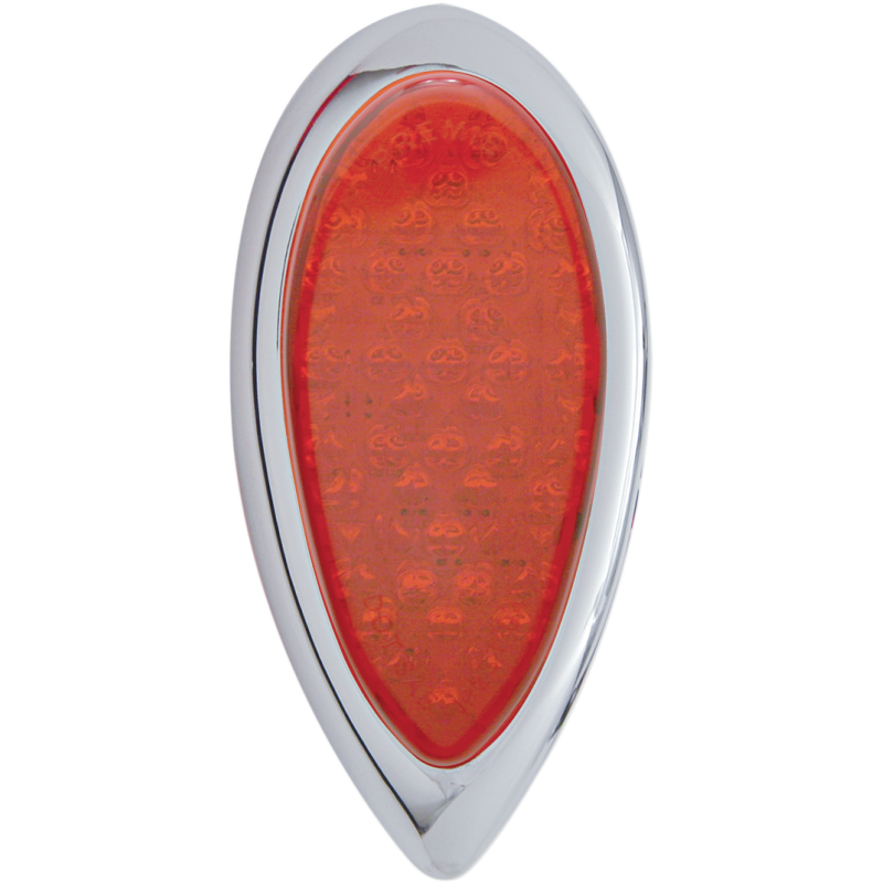 PRO-ONE PERF.MFG. TEARDROP LED TAIL LIGHT RED /CHROME 402060