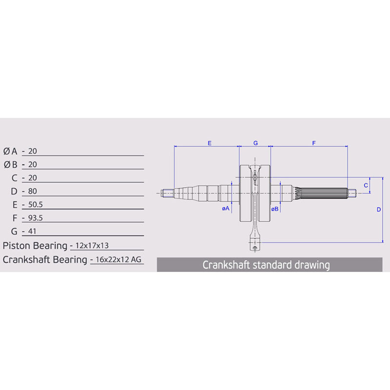 ATHENA STANDARD CRANKSHAFT TYPHOON/ET2 2005 (PIAGGIO). 068914