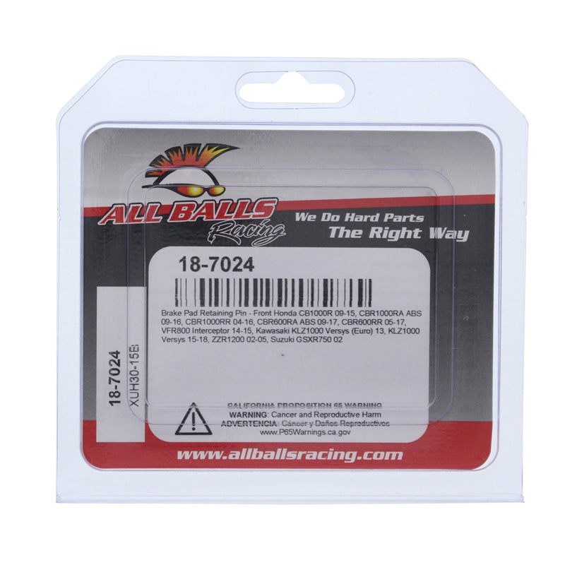 ALL BALLS BRAKE PAD RETAINING PIN FR HONDA CBR600/1000 09-16 18-7024