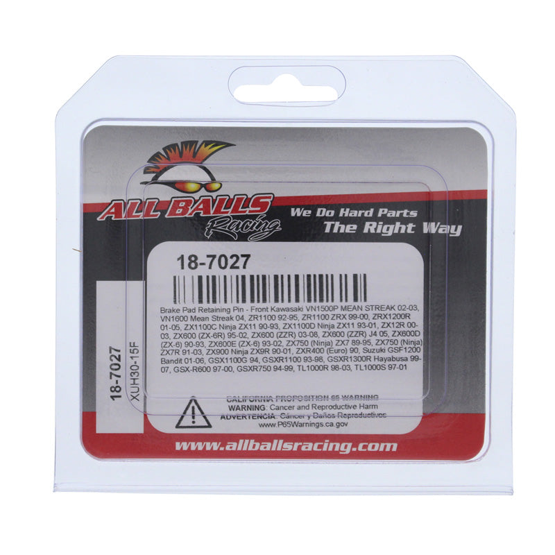 ALL BALLS BRAKE PAD RETAINING PIN FR KAW/SUZ ZX6/GSXR600/700 18-7027