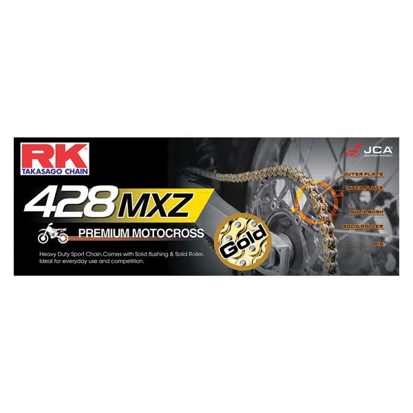RK MXZ MINI RACING CHAIN NON-SEALED MOTORCYCLE CHAIN 428MXZ1-130 GOLD GB428MXZ1-130