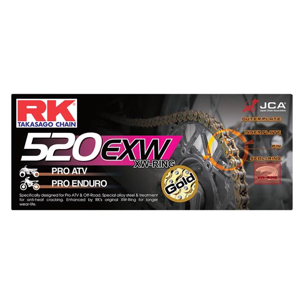 RK EXW OFF-ROAD AND ATV CHAIN 520EXW-110 GOLD GB520EXW-110