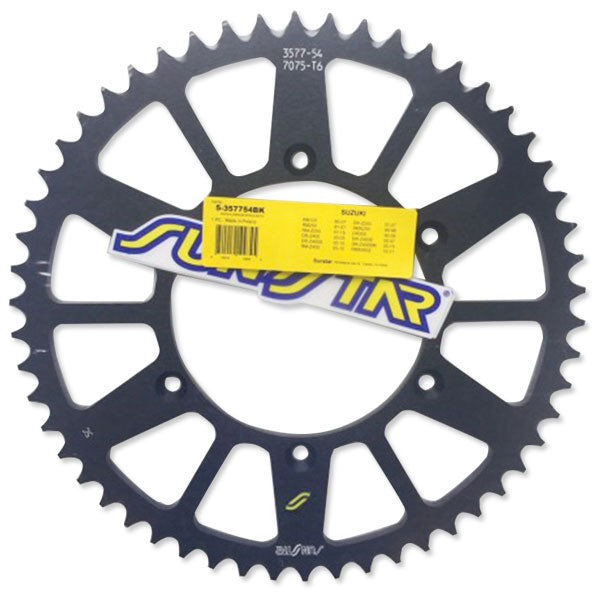 SUNSTAR WORKS TRIPLESTAR ALUMINUM REAR SPROCKET BLACK SUZUKI ALUMINUM REAR 5-357754BK