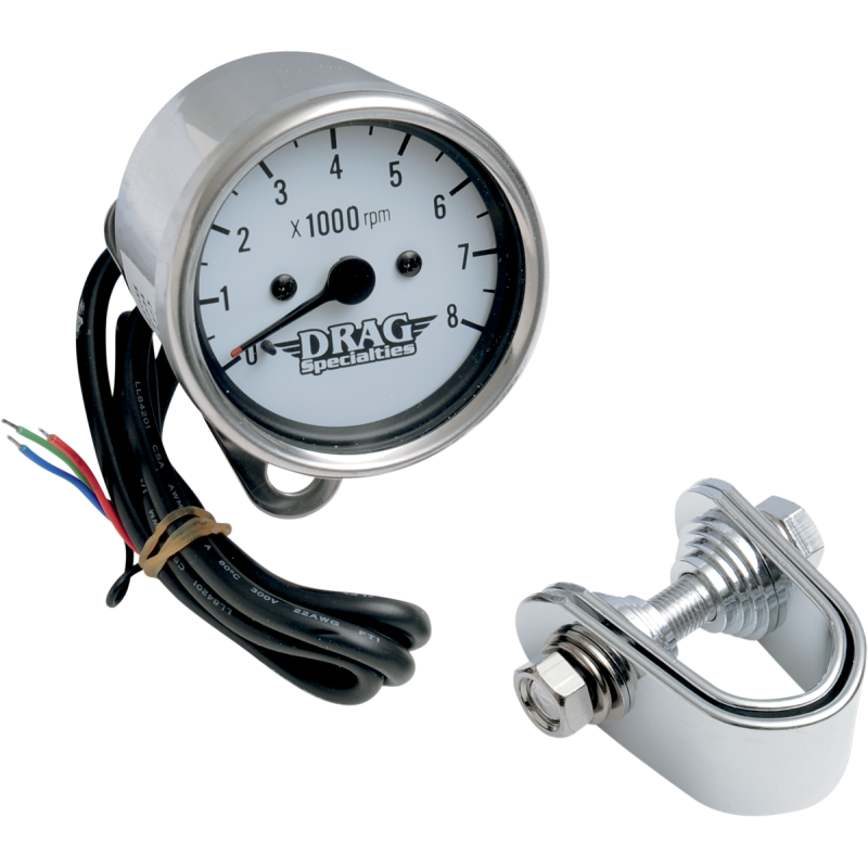 DRAG SPECIALTIES MINI ELECTR 8000 TACH W/WHITE FACE 2211-0058