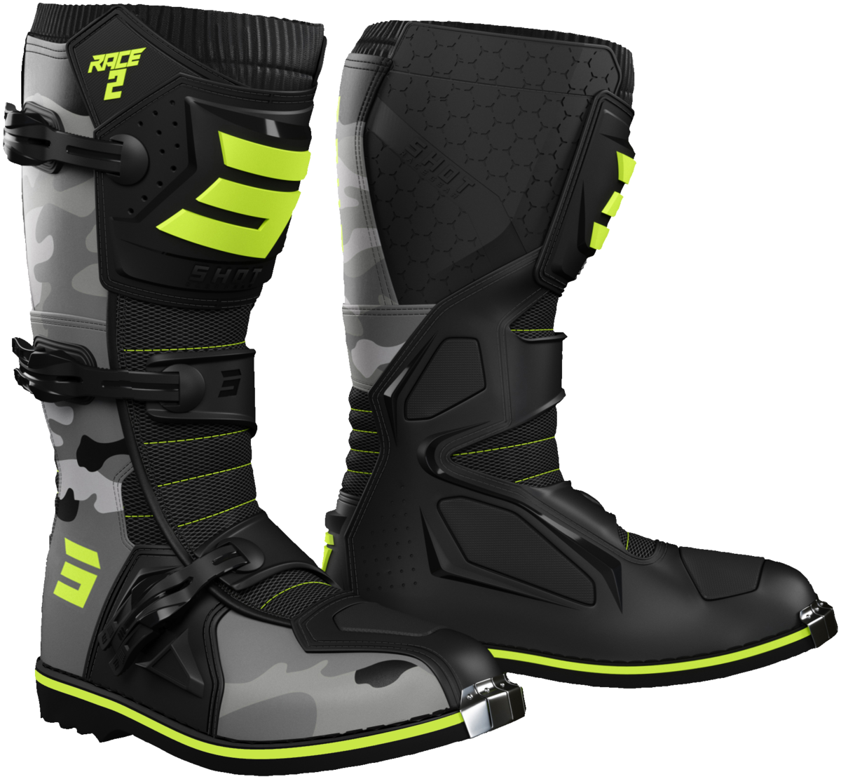 SHOT RACE 2 KIDS MX BOOT CAMO YEL 40 (7.5 244-03358
