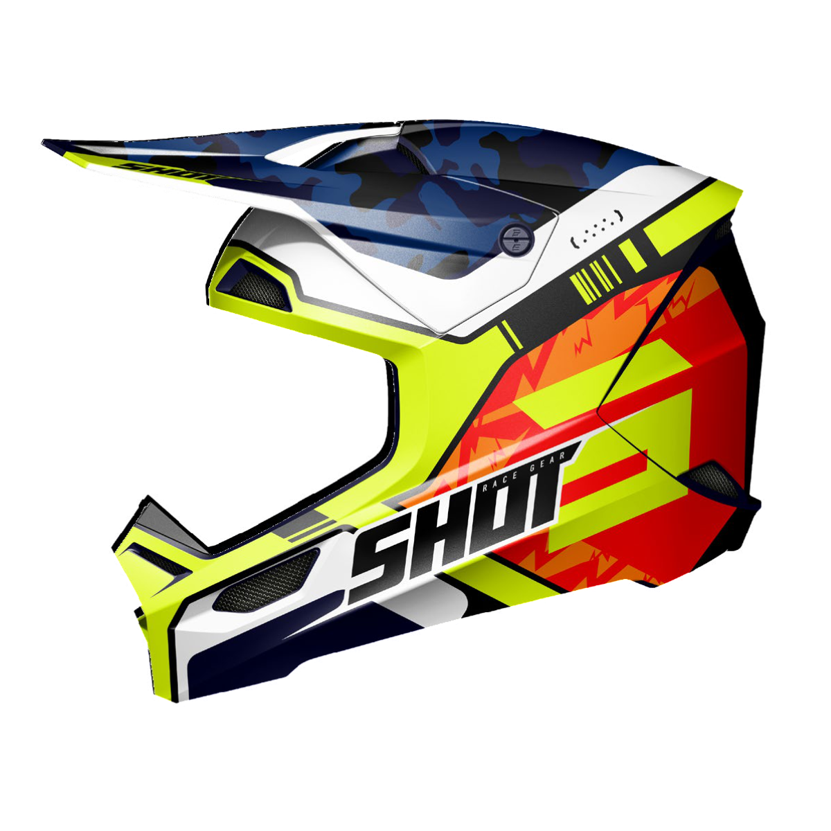 SHOT HELM FURIOUS FLASH BLUE/NEON YEL XL 244-05196