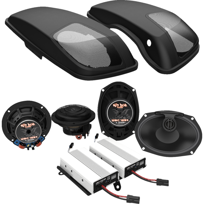 WILD BOAR AUDIO WBA FRONT SPKRS/LIDS W 6X9"/DUAL AMP 800 WATT KIT 14-23 FLHX WBA 800.4SG KIT