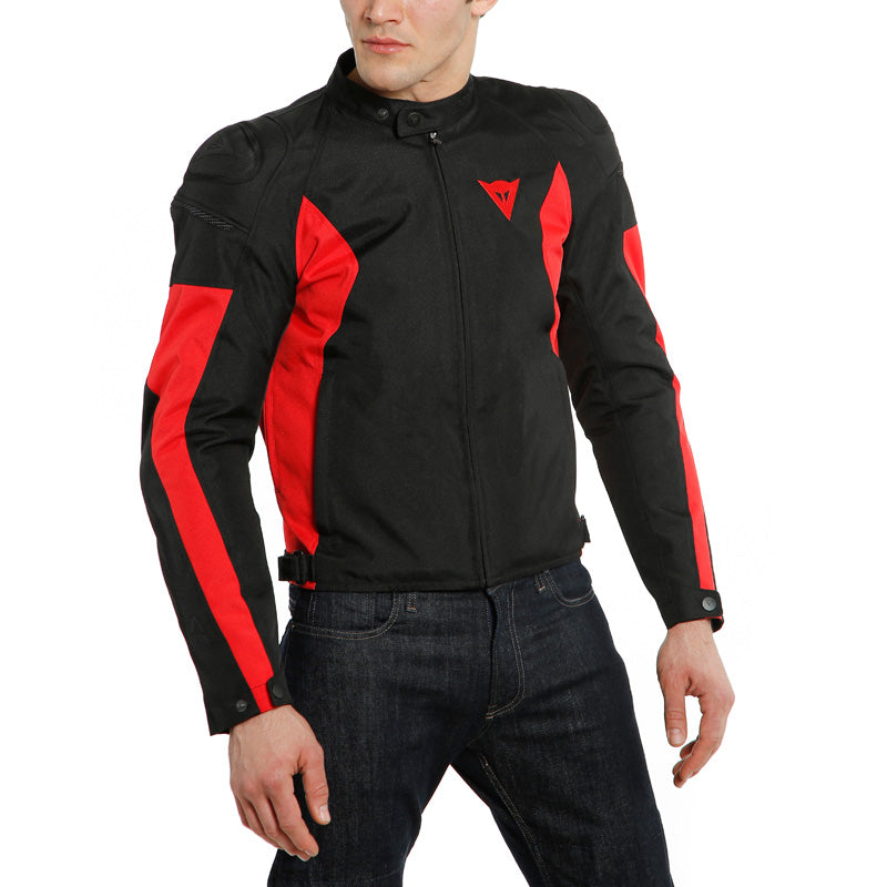 DAINESE MISTICA TEX JACKET BLACK/LAVA-RED 1735250-B78-50