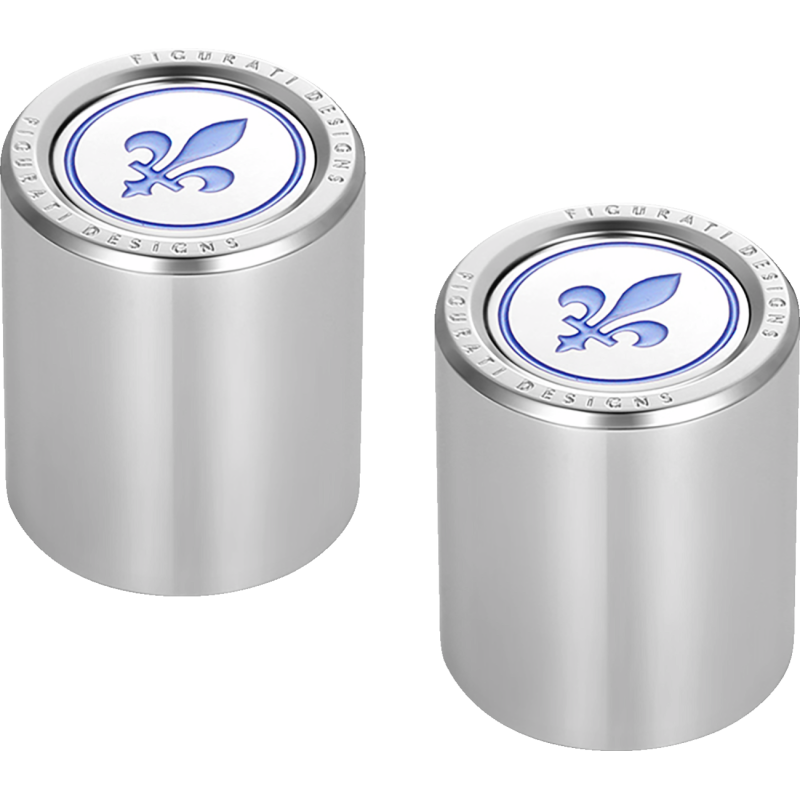 FIGURATI DESIGNS BLUE FLEUR-DE-LIS DOCKING COVERS SILVER 25X32MM FD05-25.2/32-SS